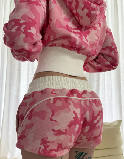 HC - Cropped Hoodie and Joggers Camo Set